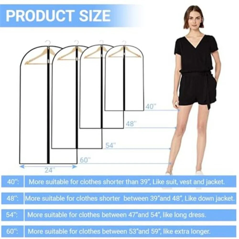 Garment Bags 12 Pack 40 Inch Clear Hanging Dress Suit Coat Storage Covers